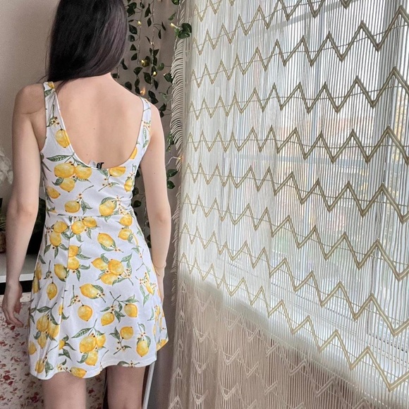 HM White Lemon Print Dress - Picture 3 of 4